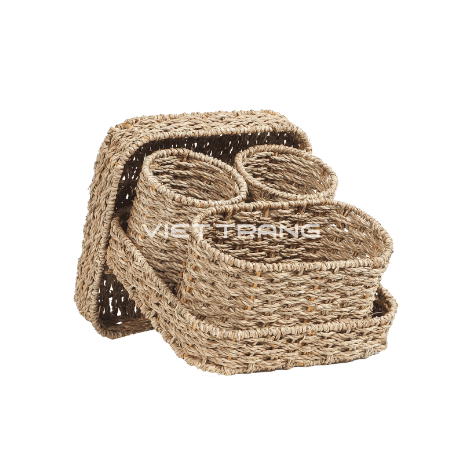 woven desk organizer white background