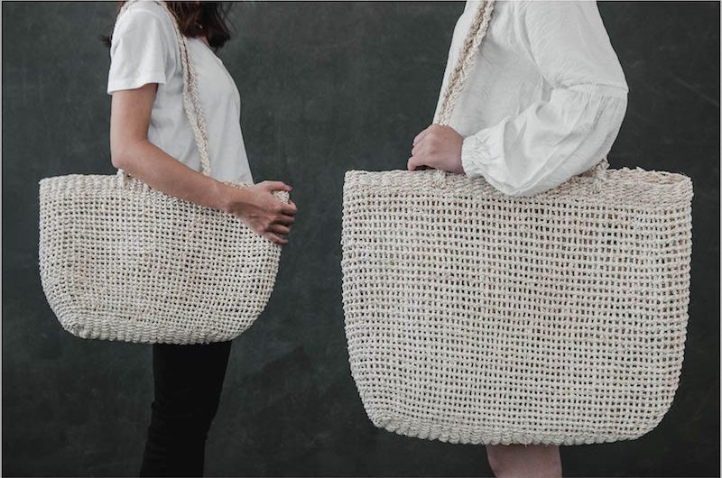 white woven hangbag