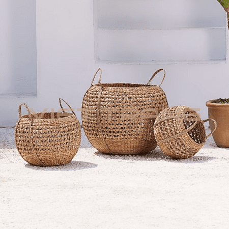 Woven basket planter