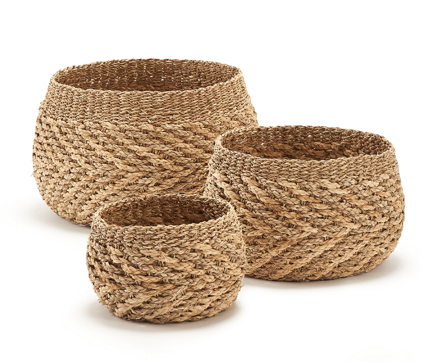 Natural woven storage baskets handmade in Vietnam