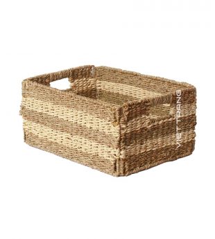 Stripe Woven Rectangle Foldable Basket for sale