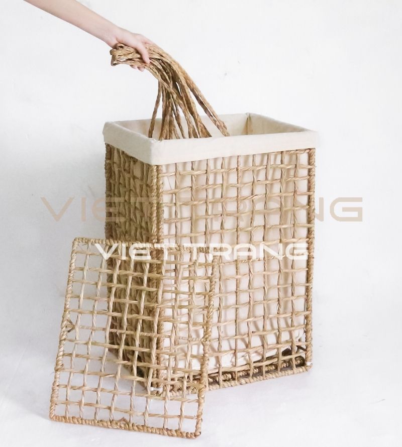 Collapsible Seagrass Laundry Basket for clothes and toys