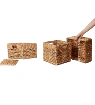 Vietnam Origin Natural Brown Cubic Collapsible Basket