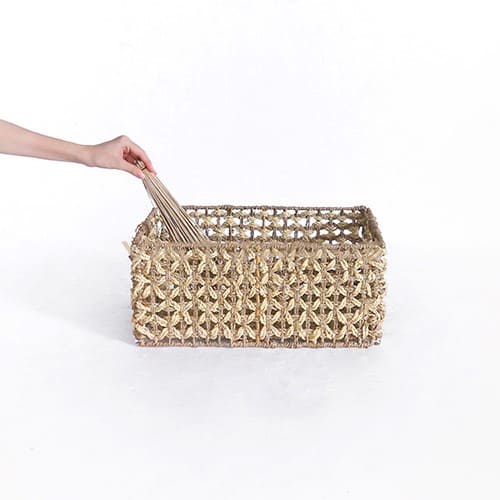 rectangle woven basket white background