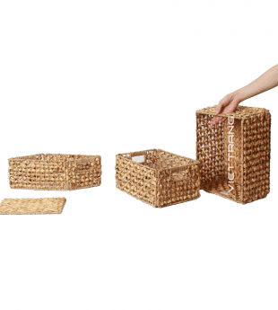 Seagrass and Water Hyacinth Rectangle Collapsible Basket