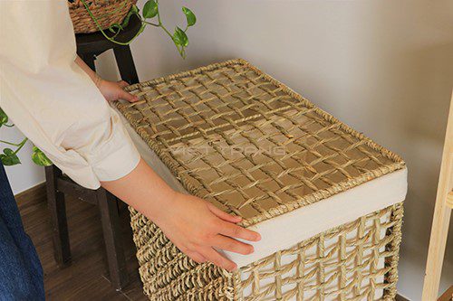 foldable laundry basket in use