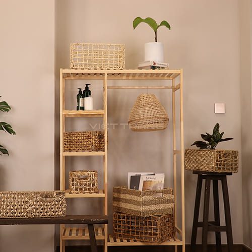 home decoration using rectangle woven basket