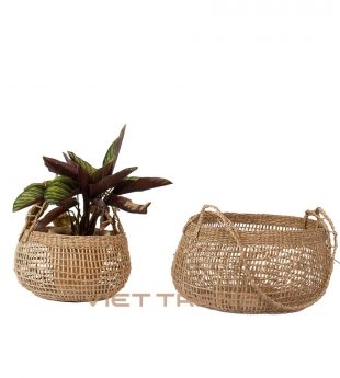 Seagrass Hand Woven Basket Planter for Home Decor