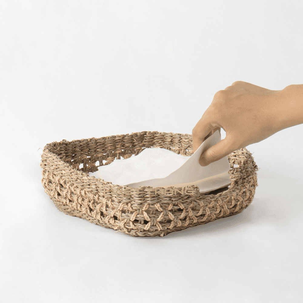 Palmleaves and Seagrass Wicker Napkin Holder Household Decor