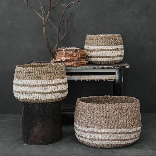 three size of woven planter basket