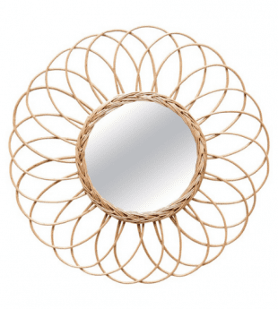 Best Selling Handmade Rattan Flower Shape Mirror