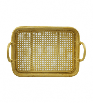 Rectangle rattan woven serving tray with handles