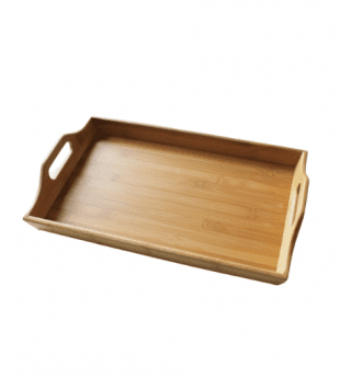 Handmade rectangle bamboo serving tray with handles