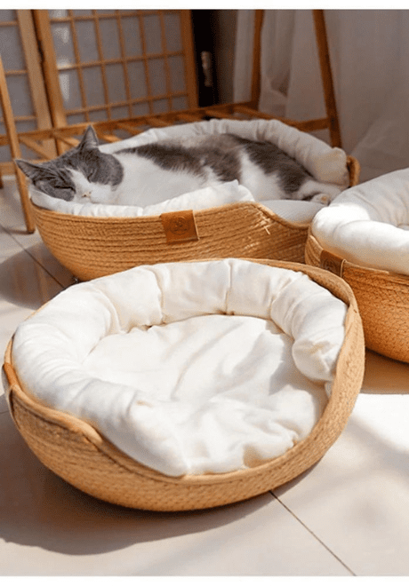 Modern Handmade Bamboo Weaving Dog Bed