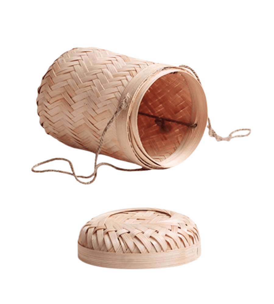 Rattan Basket with String Handles for Decoration