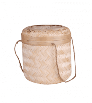 Rattan Basket with String Handles for Decoration