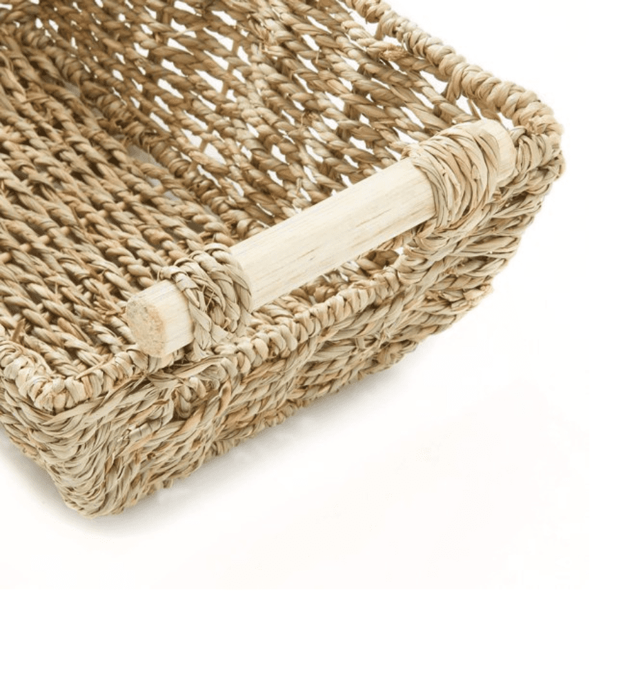 Best selling Seagrass Storage Basket with Wooden Handles