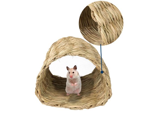 Natural fiber cat cave, pet bed, mat and hanging lounger.