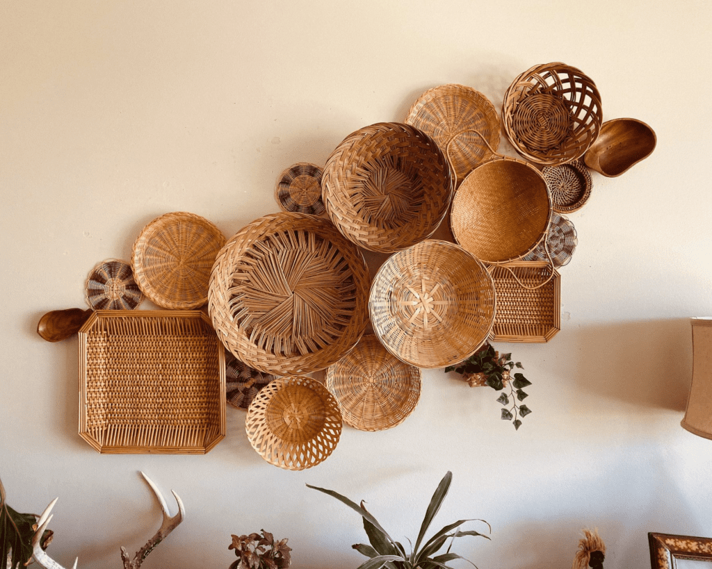 Baskets on wall decor