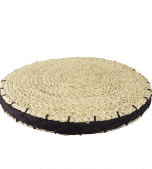 Woven Round Pouf from Corn Husk Leaf