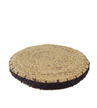 Woven Round Pouf from Water Hyacinth