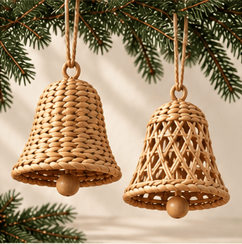 Woven Bell Ornaments, Set of 2