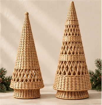 Banded Woven Cone Trees, Set of 2