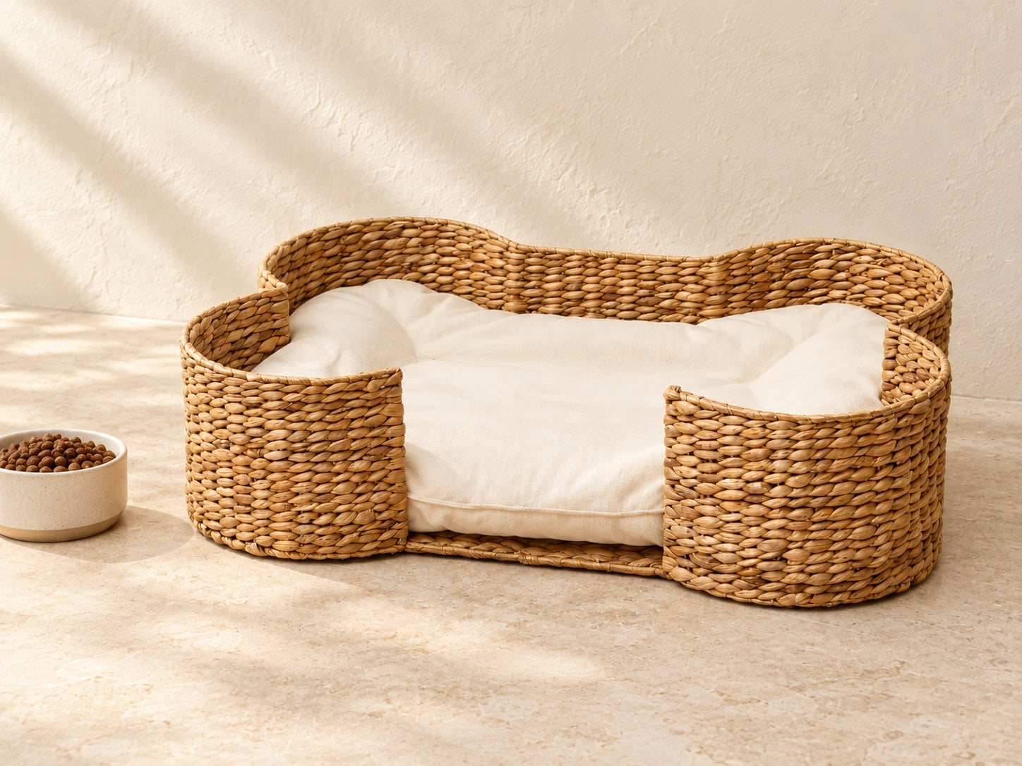 Bone-Shaped Water Hyacinth Dog Bed