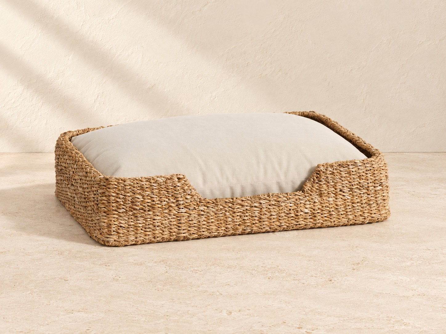 Rectangular Seagrass Cushion Pet Bed