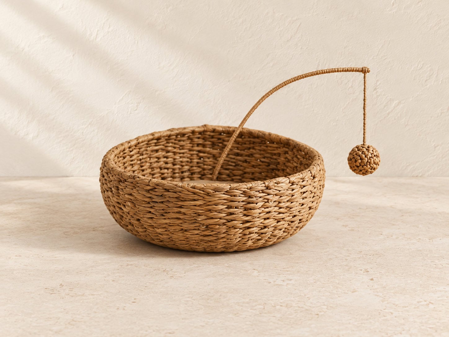 Water Hyacinth Cat Nest Bed with Play Wand