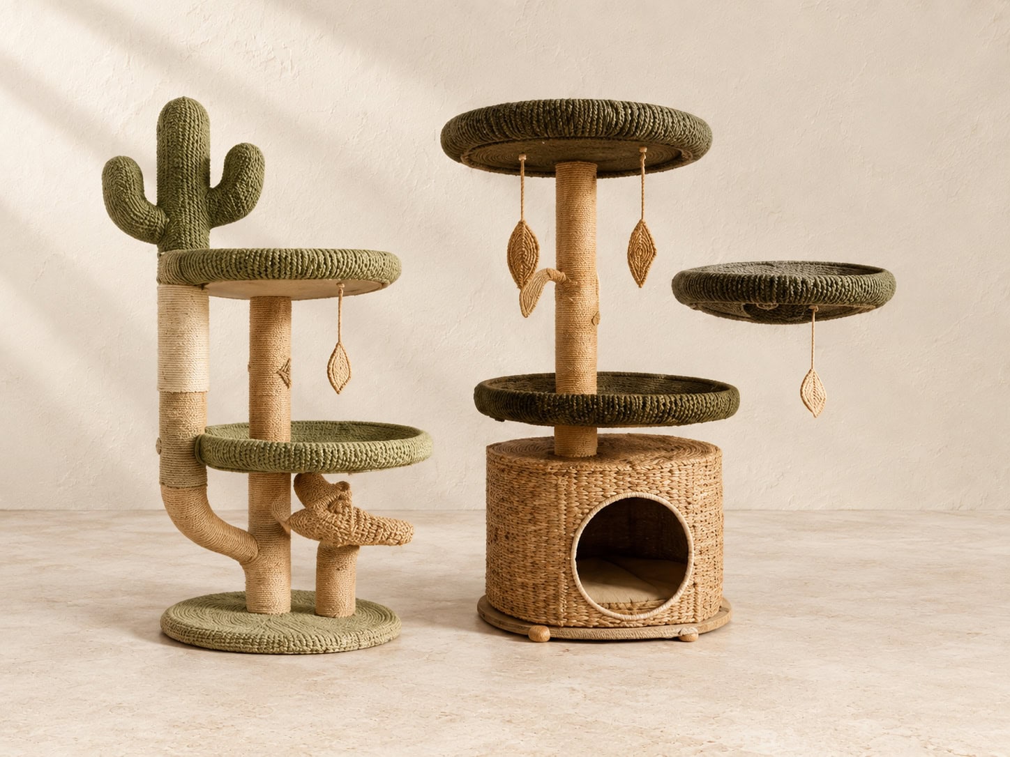 Cactus & Multi-Level Seagrass Cat Trees, Set of 2
