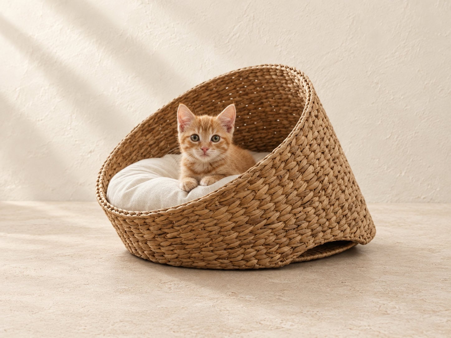 Tilted Water Hyacinth Cat Cocoon Bed
