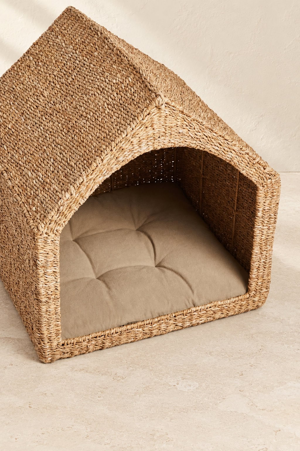 Pitched-Roof Seagrass Pet House